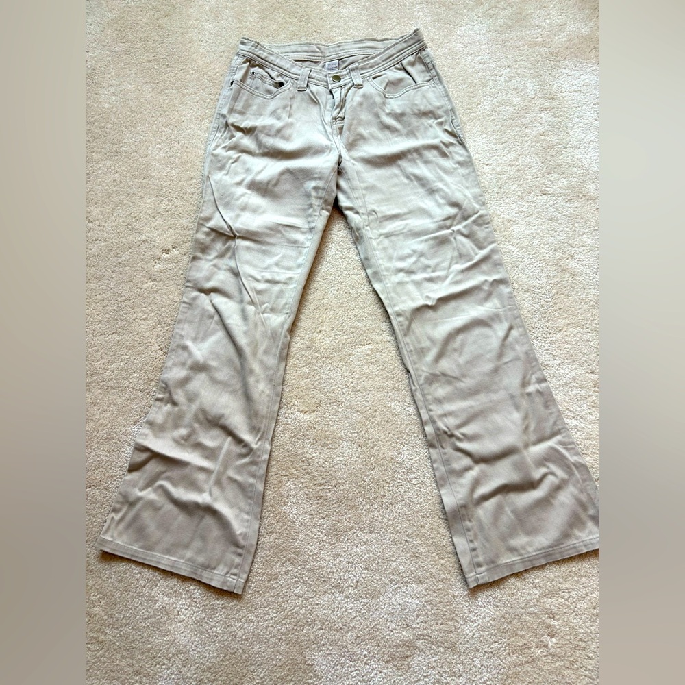 SO khaki beige colored flare pants with bejewelled back pockets, sz 5 juniors